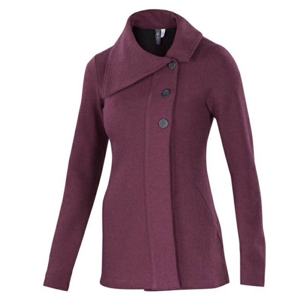 Ibex Pez Coatigan Merino Wool Reese Cardigan Button Up Sweater Jacket M Cabernet - Picture 3 of 16